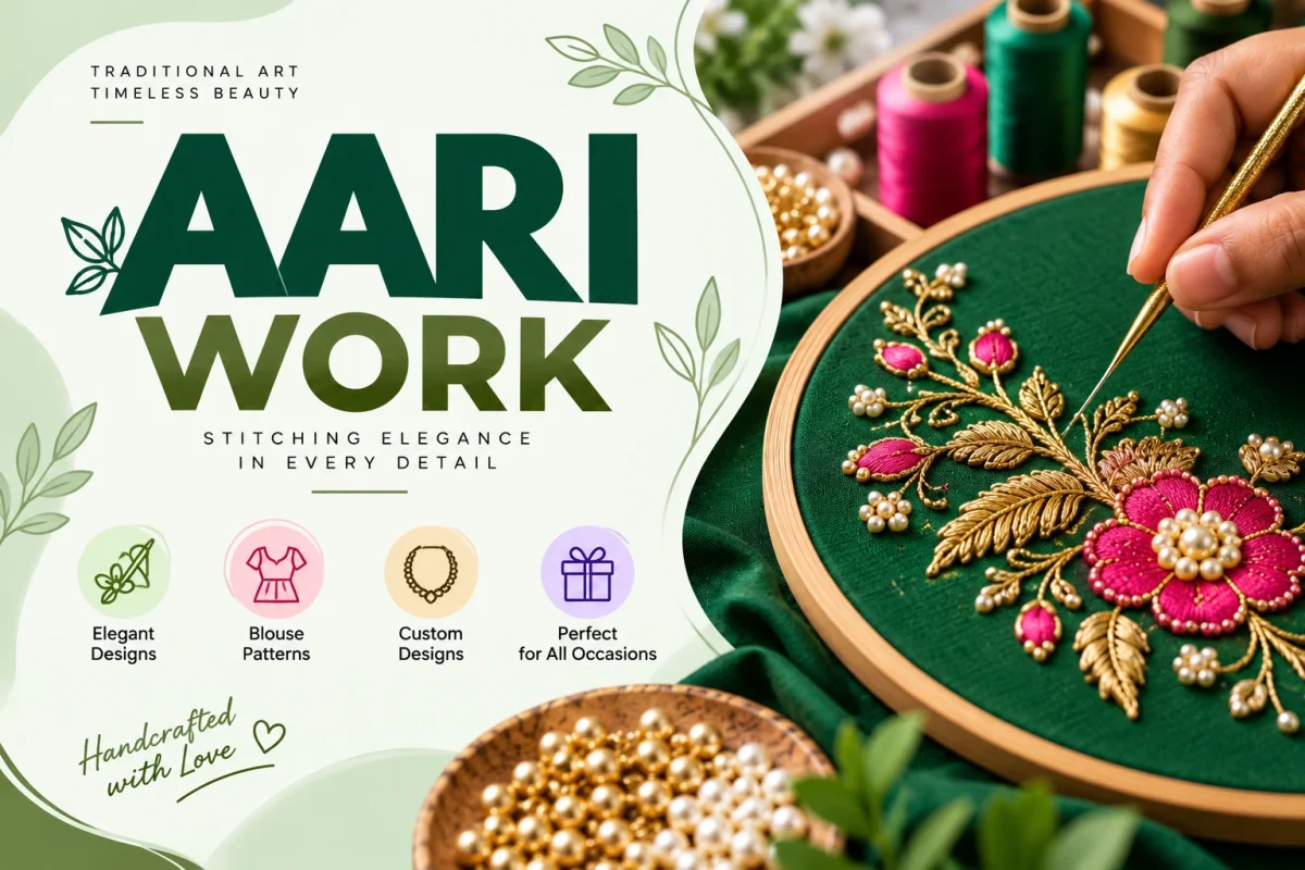 AARI WORK Stitched Elegance in Green